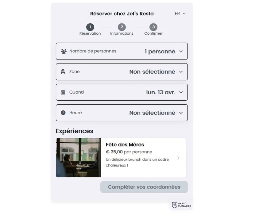 Présenter les menus à l'avance ou demander des acomptes
